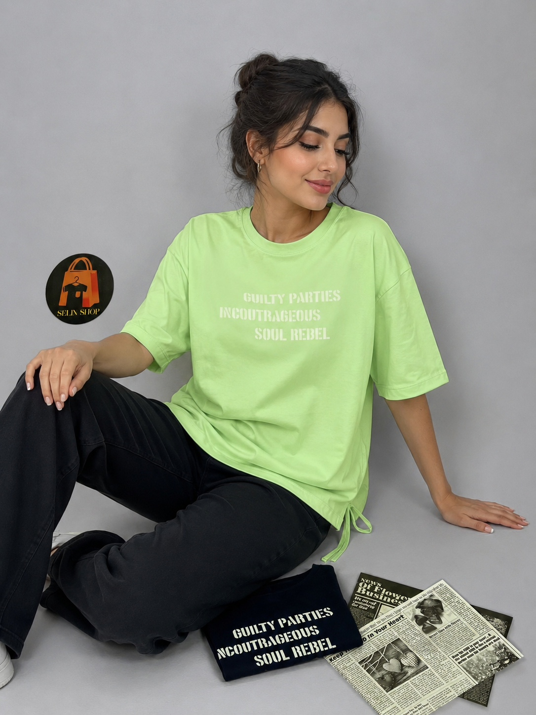 👚 تیشرت بغل بندی باكسي زنانه